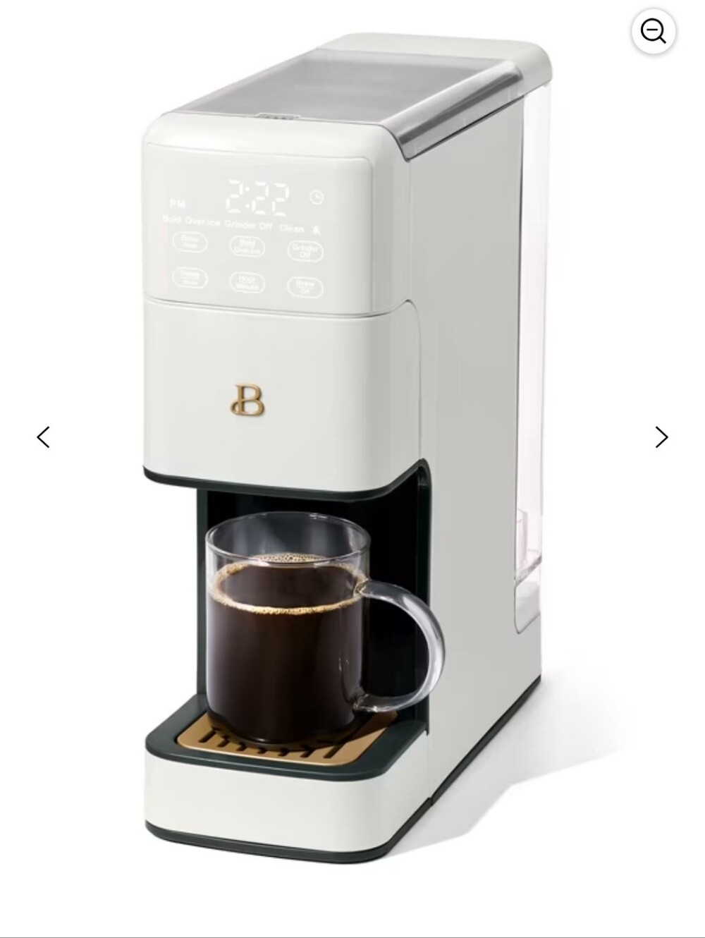 Beautiful by Drew Barrymore Perfect Grind Single Serve Coffee Maker White 19332